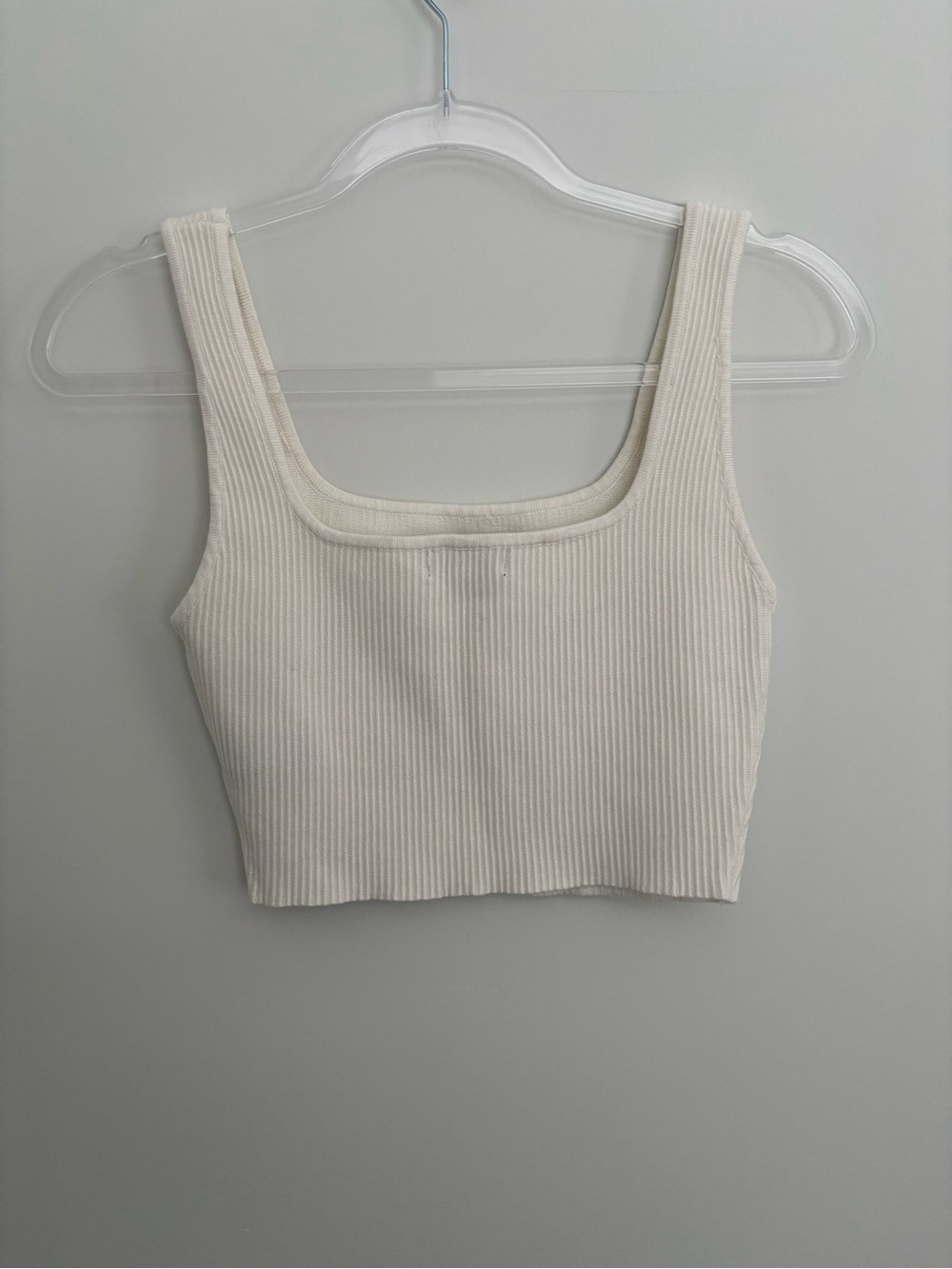 House of Harlow 1960 Ribbed Square-Neck Crop Top - Cream